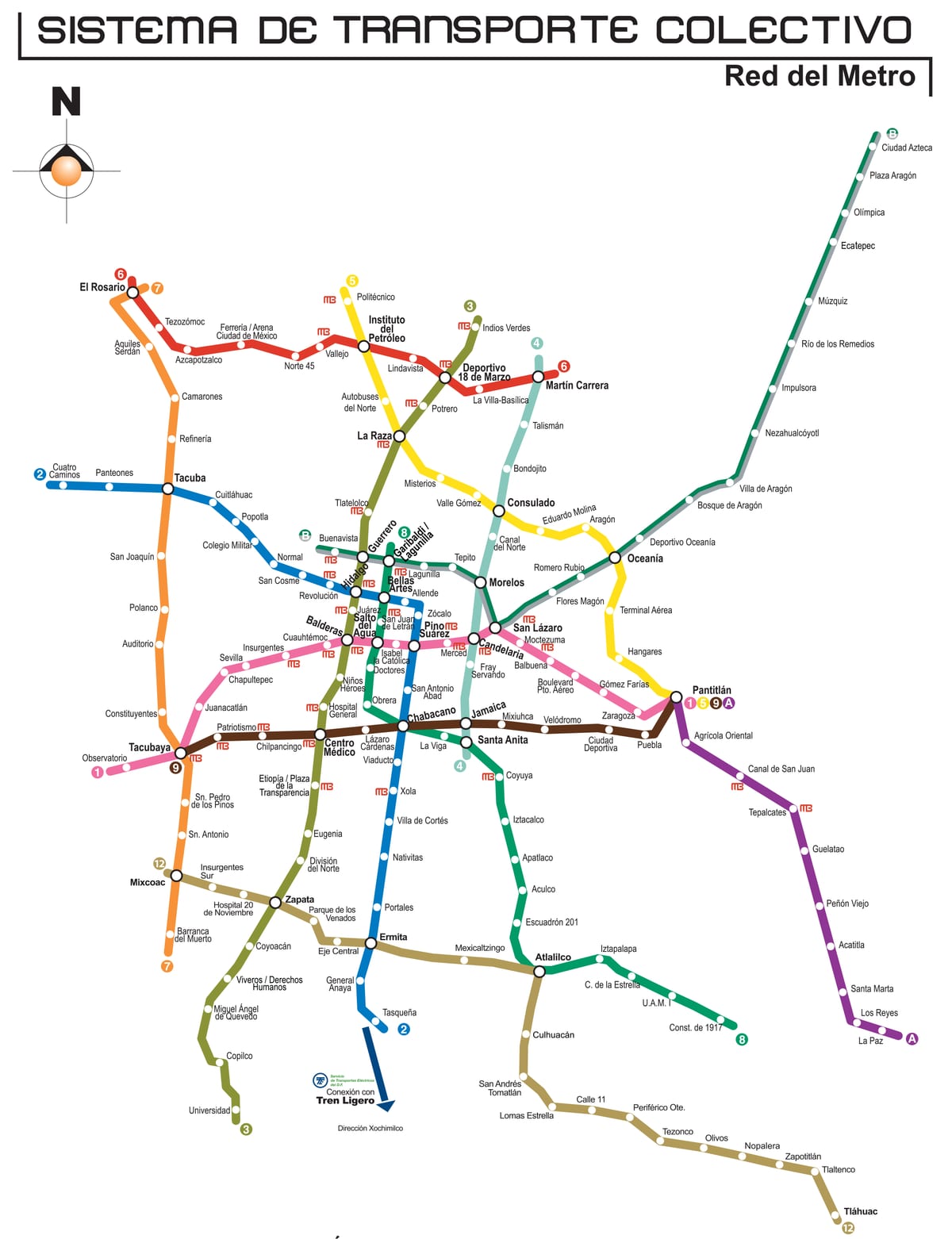Mapa sieci metra w Meksyku